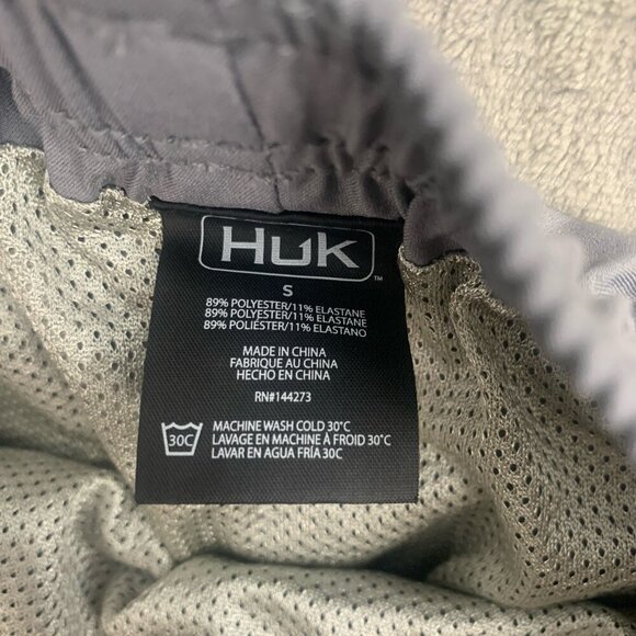 Huk Fishing Pursuit Volley Swim Shorts Mens Small Gray Lined Stretch Solid Fish - Picture 6 of 9